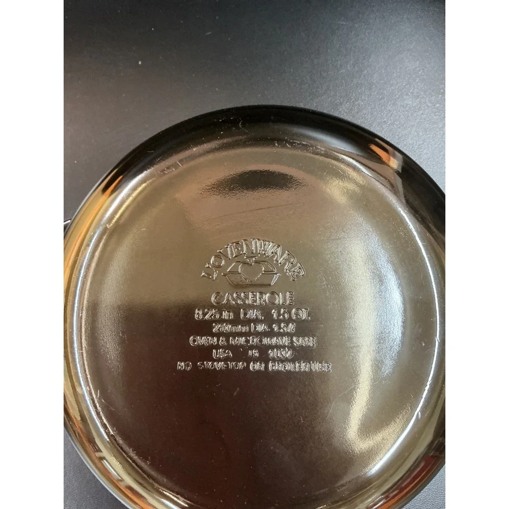 Loveware 1.5 QT Amber Glass Casserole Dish Round Oven Microwave Safe USA 1032